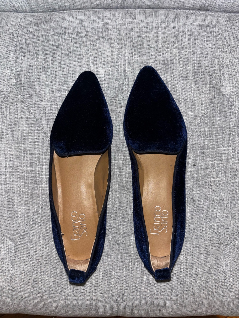 Franco Sarto Navy Velvet Pointed Toe Slip-On Flats